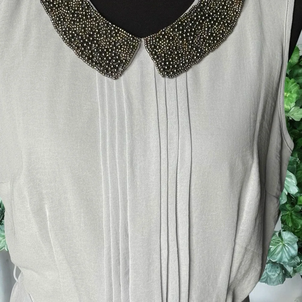 Dorothy Perkins NWT Beaded Collar‎ Chiffon Dress Grey UK 10 US 6 Cocktail